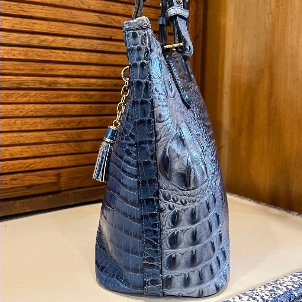 Brahmin Med. Asher Melbourne Embossed Leather Tote bag, denim blues - Picture 7 of 17